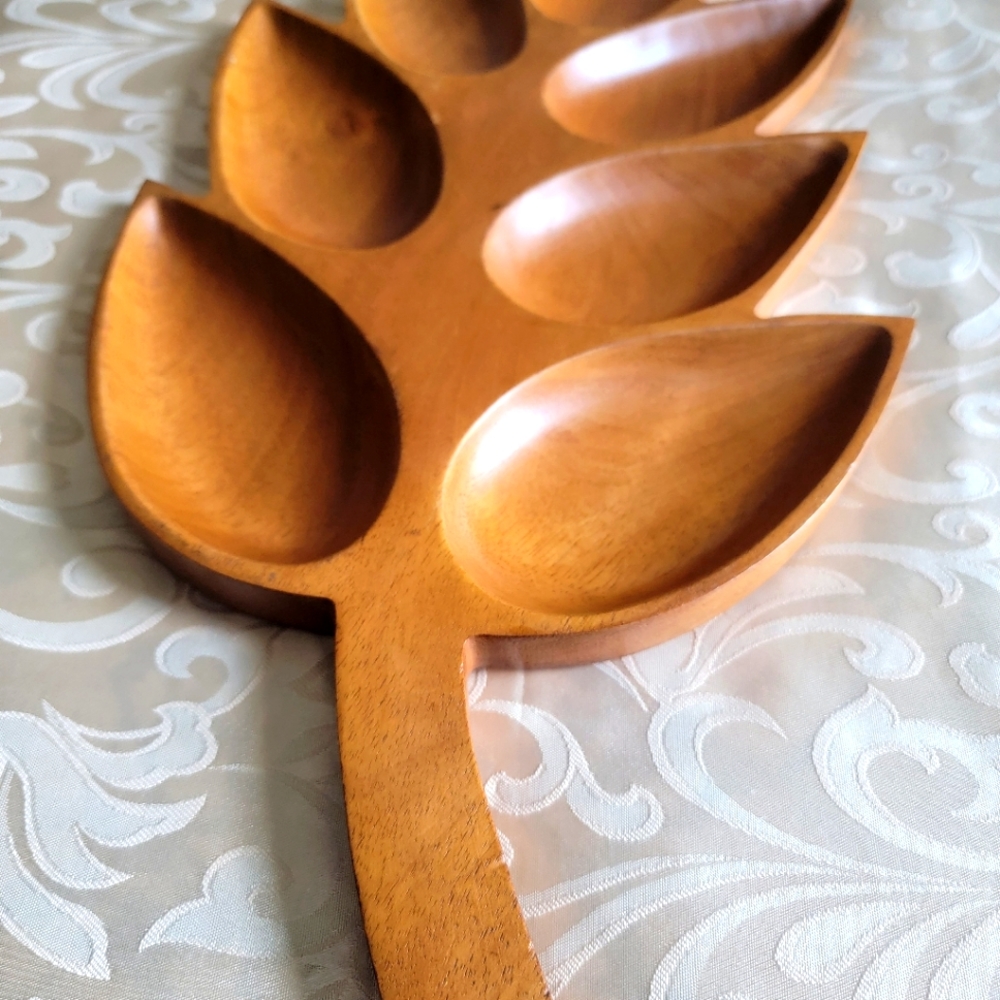 Vintage Handmade Carved Wood Serving Tray